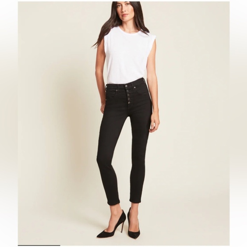Veronica Beard Debbie black onyx, high rise, cropped skinny jeans. 27